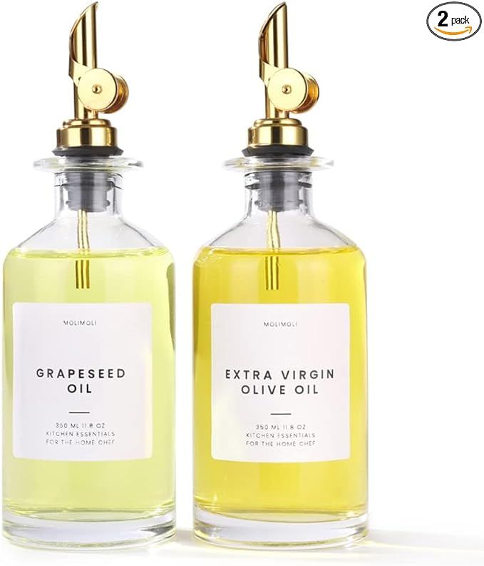 Molimoli - Olive Oil Dispenser Bottle With Pourer - Kitchen Oil and Vinegar Dispenser Set, Glass ... | Amazon (US)