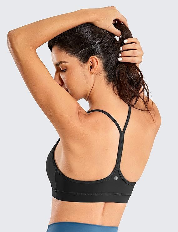 CRZ YOGA Women's Low Impact Strappy Padded Sports Bra for Women Y Racer Back Spaghetti Straps Yog... | Amazon (US)