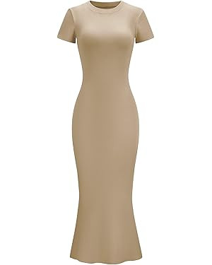 LOMON Women Fishtail Hem Ribbed Maxi Dresses Summer Casual Stylish Y2k Sexy Fitted Lady Elegant C... | Amazon (US)