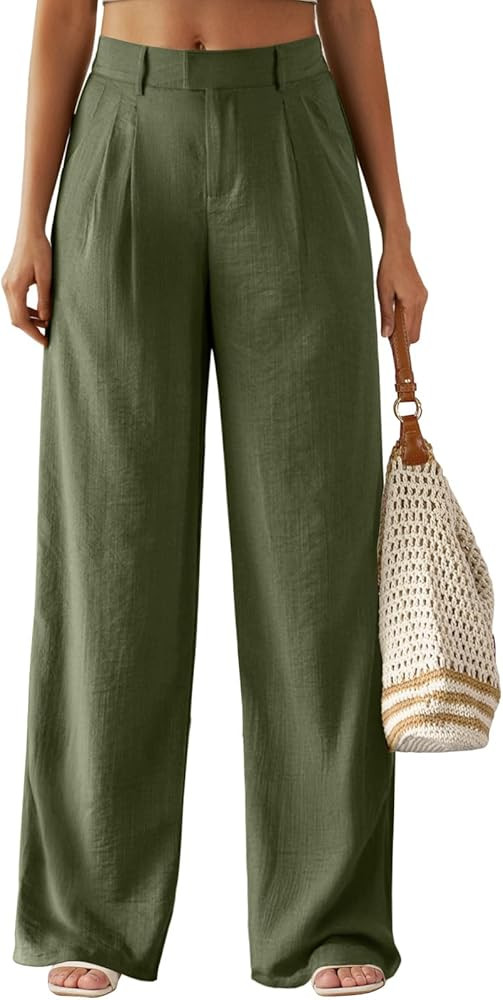 Feiersi Women's Wide Leg Pants Casual High Waisted Slacks Straight Dressy Pants Palazzo Trousers ... | Amazon (US)
