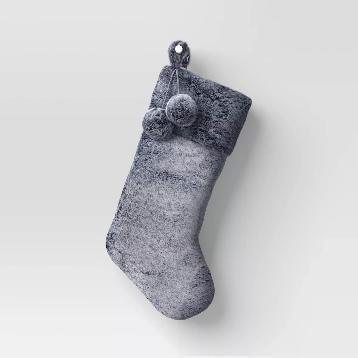 20" Faux Fur Christmas Stocking with Pom Poms Gray - Wondershop™ | Target