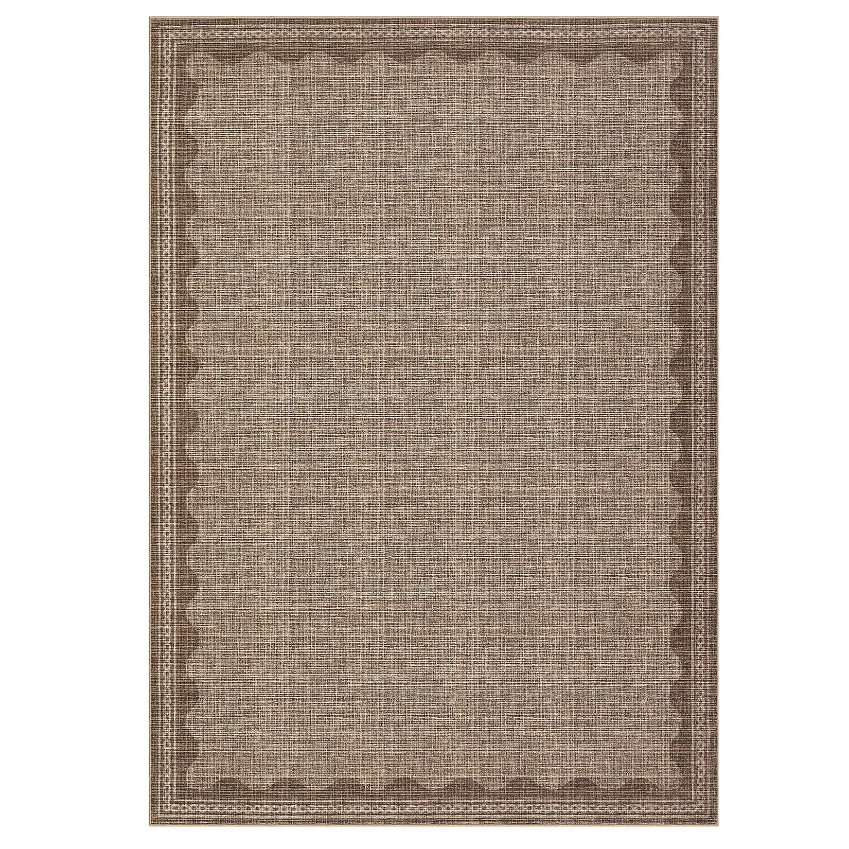 Scalloped Machine Washable Rug Modern Solid Floor Mats with Non-Slip Backing, Stain-Resistant Low... | Wayfair North America
