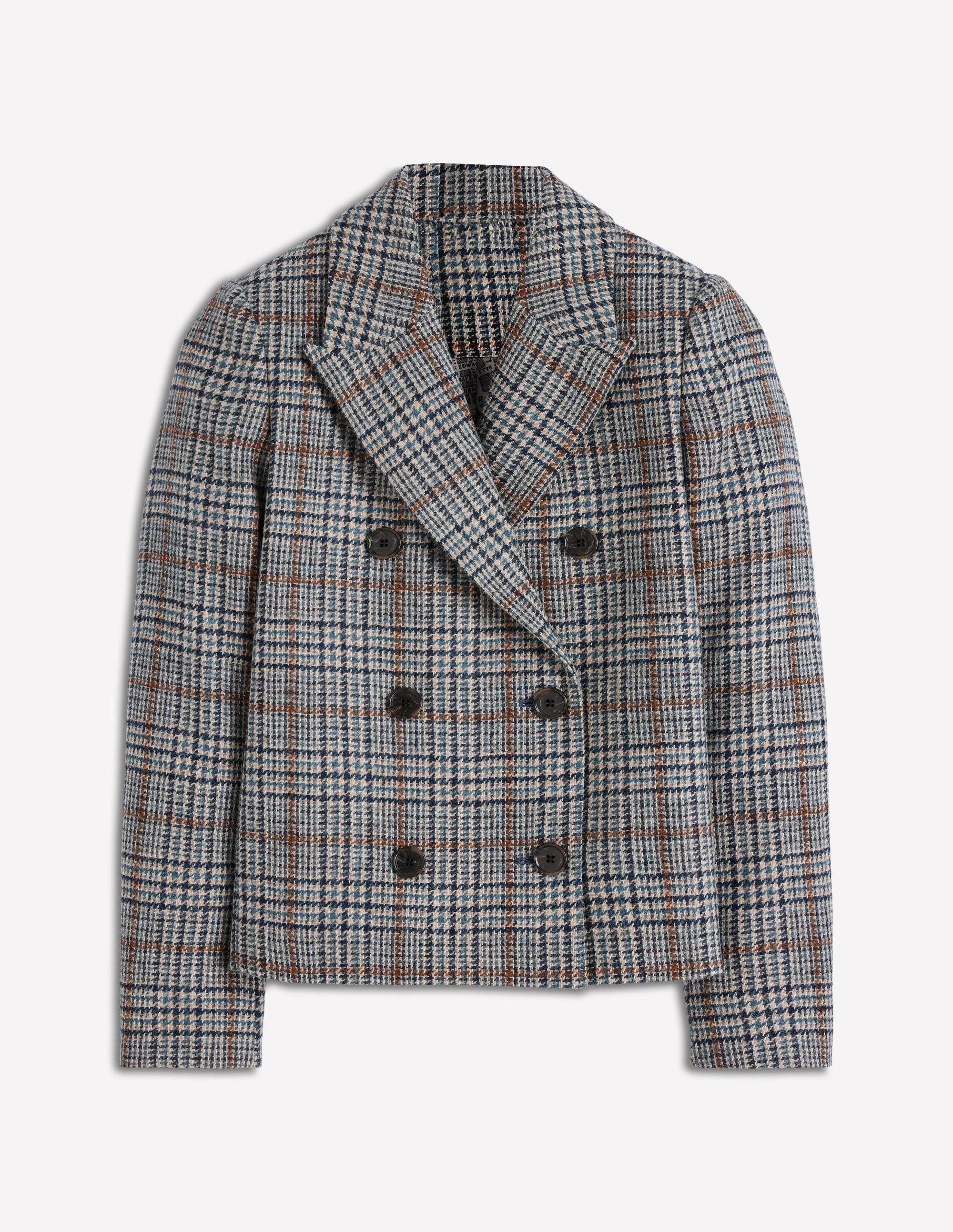 Boxy Double Breasted Blazer-Blue, Grey Check | Boden (US)