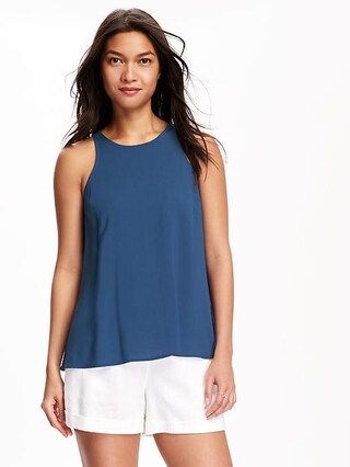 Old Navy Trapeze High Neck Top For Women Size M Petite - Ahoy navy | Old Navy US