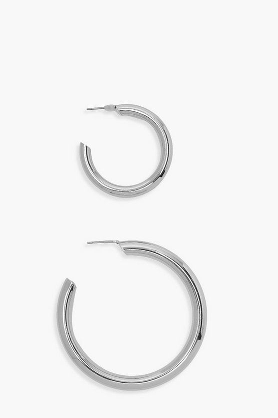 2 Pack Chunky Hoop Earrings | Boohoo.com (US & CA)