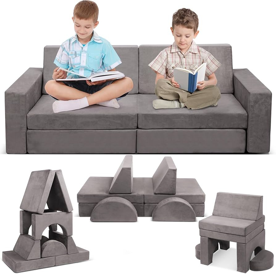 Betterhood Modular Kids Play Couch, 10PCS Child Sectional Sofa Imaginative Furniture Play Set for... | Amazon (US)