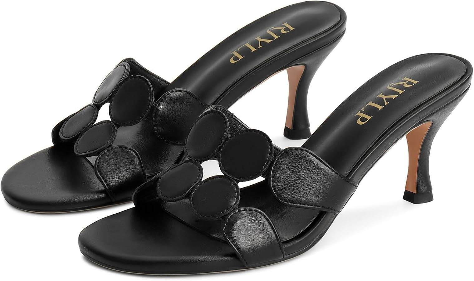 Kitten Heels Mules for Women Circle Cutout Slip on Slides Heel Sandals Casual Summer Travel Dress... | Amazon (US)