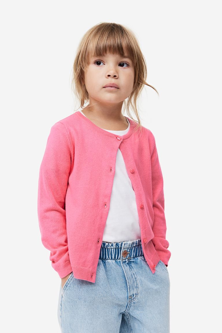 Fine Knit Cotton Cardigan - Bright pink - Kids | H&M AU | H&M (AU)