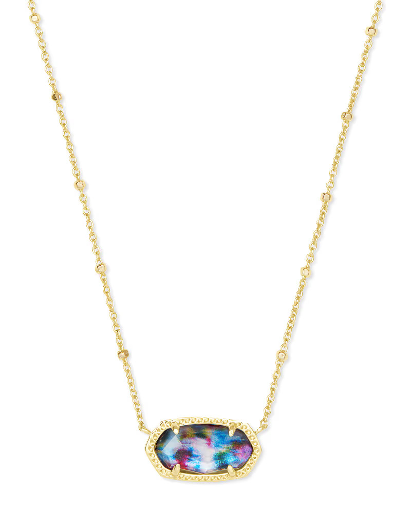 Elisa Gold Satellite Pendant Necklace in Teal Tie Dye Illusion | Kendra Scott