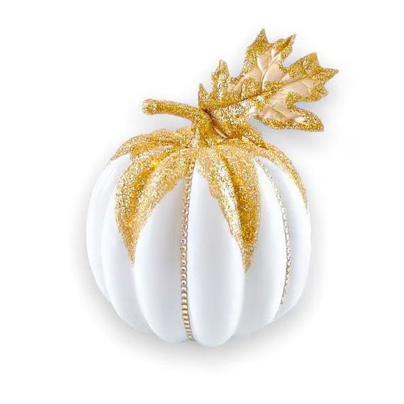 Gold and White Fall Decorative Sparkle Glam Pumpkin | Etsy (US)