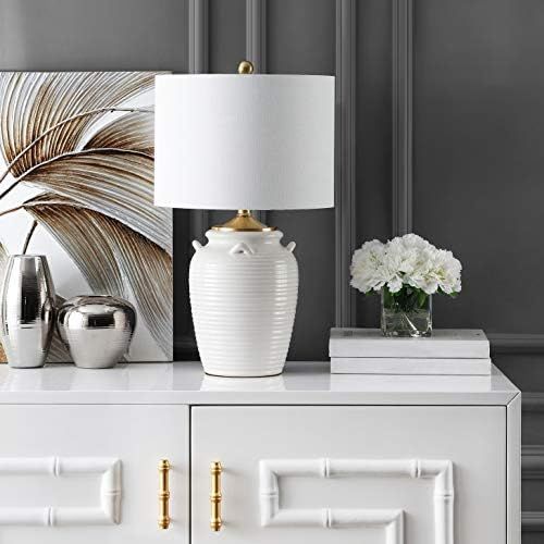 SAFAVIEH Lighting Collection Lener Modern Contemporary Ivory Ceramic 24-inch Bedroom Living Room Hom | Amazon (US)