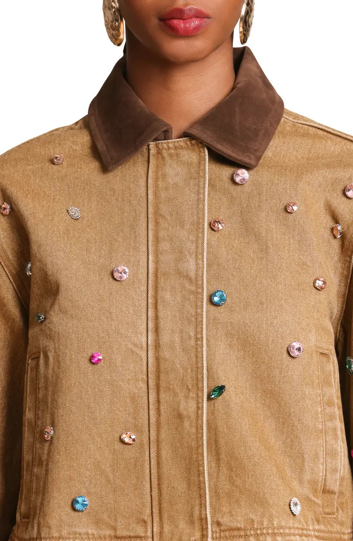 Embellished Cropped Barn Jacket | Nordstrom