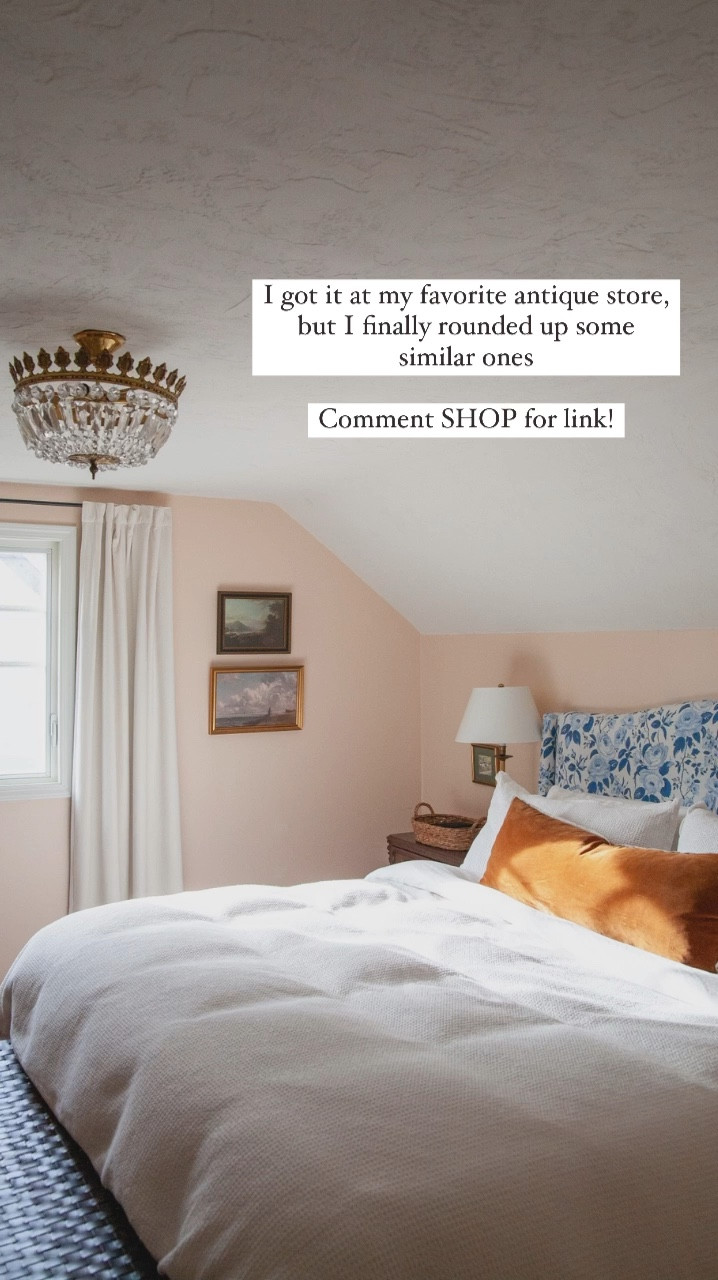 I found this vintage crystal-ey semi flush mount light scrunched up in a printer paper box at my favorite antique store and I carefully hung the strings back on, but I finally rounded up some similar ones available new, at different price points.

#LTKHome