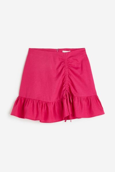 Drawstring-detail Linen-blend Skirt | H&M (US)