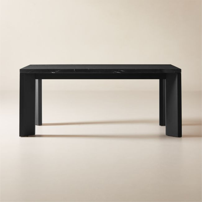 Sydney 72'' Rectangular Black Marble Dining Table with Black Steel Legs | CB2