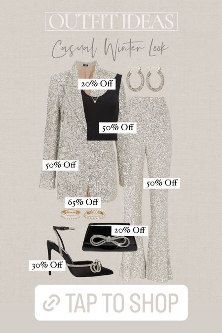 Winter & Holiday Outfit Idea ❄️ 
This sequin Blazer and Trousers from Express is perfect for a Christmas party or New Years Eve, and it’s 50% off right now! Pair with black rhinestone accessories for a classy yet dramatic look.
Shop the look 👇🏼 
P.S. Most of these items are included in Black Friday sales! The shoes are 30% off, the bag and necklace is 20% off, the rings are 50% off and the top is 50% off!



#LTKGiftGuide #LTKHoliday #LTKCyberweek