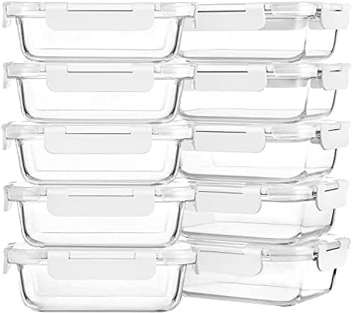 M MCIRCO 10-Pack 22 Oz Glass Meal Prep Containers with Lids - Microwave, Oven, Freezer & Dishwash... | Amazon (US)