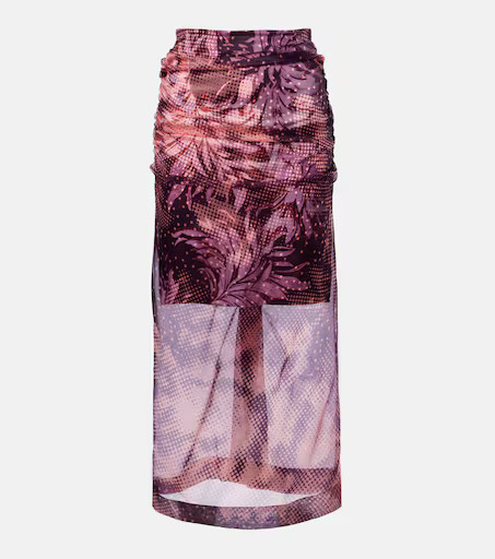 Dries Van Noten Layered printed silk-blend midi skirt | Mytheresa (US/CA)