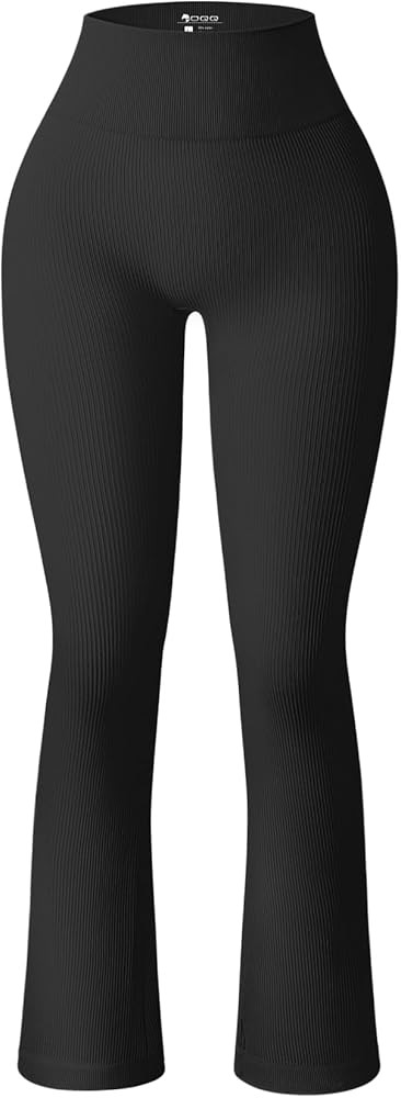 OQQ Women's Flare Pants Ribbed Seamless Workout High Waist Bell Bottoms Pants | Amazon (US)