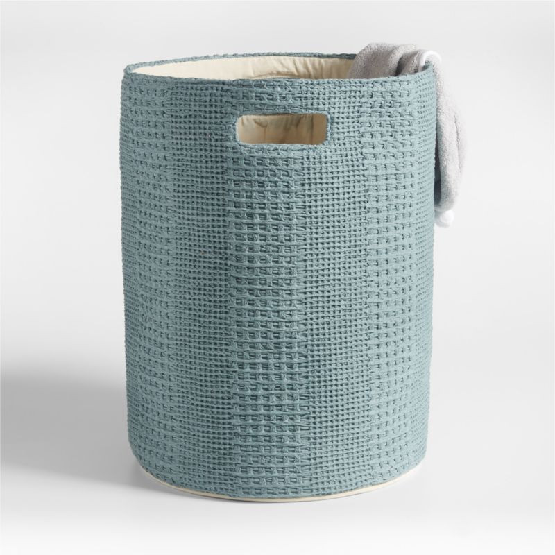 Nella Green Waffle Weave Kids Laundry Hamper + Reviews | Crate & Kids | Crate & Barrel