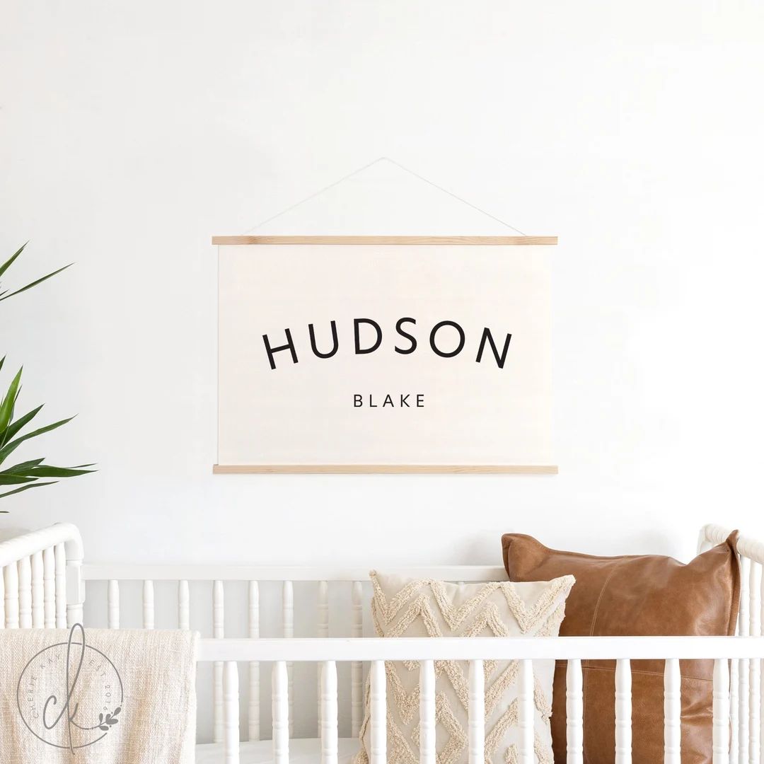 Custom Baby Name | Wall Hanging | Canvas Art | Personalized Baby Gift | Nursery Decor | Hudson Bl... | Etsy (US)