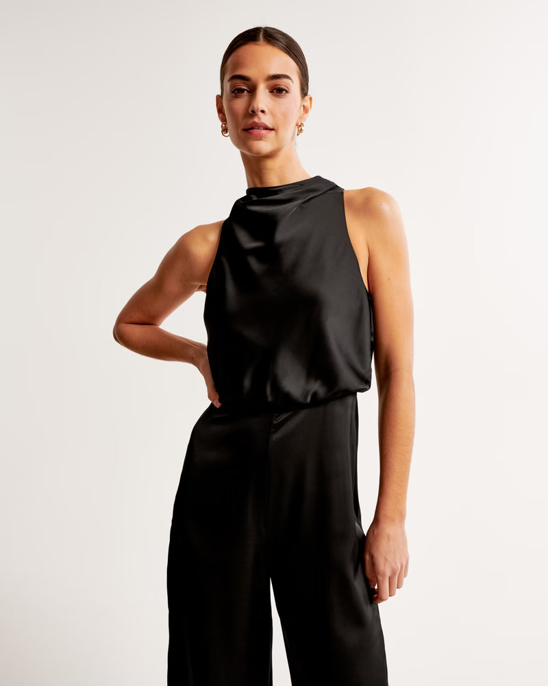High-Neck Draped Jumpsuit | Abercrombie & Fitch (US)