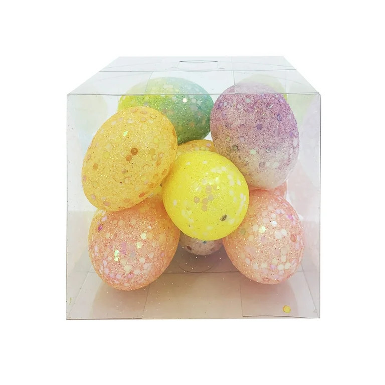 Way To Celebrate Easter Ombre Glittered Boxed Foam Eggs 4" Decorations - Walmart.com | Walmart (US)