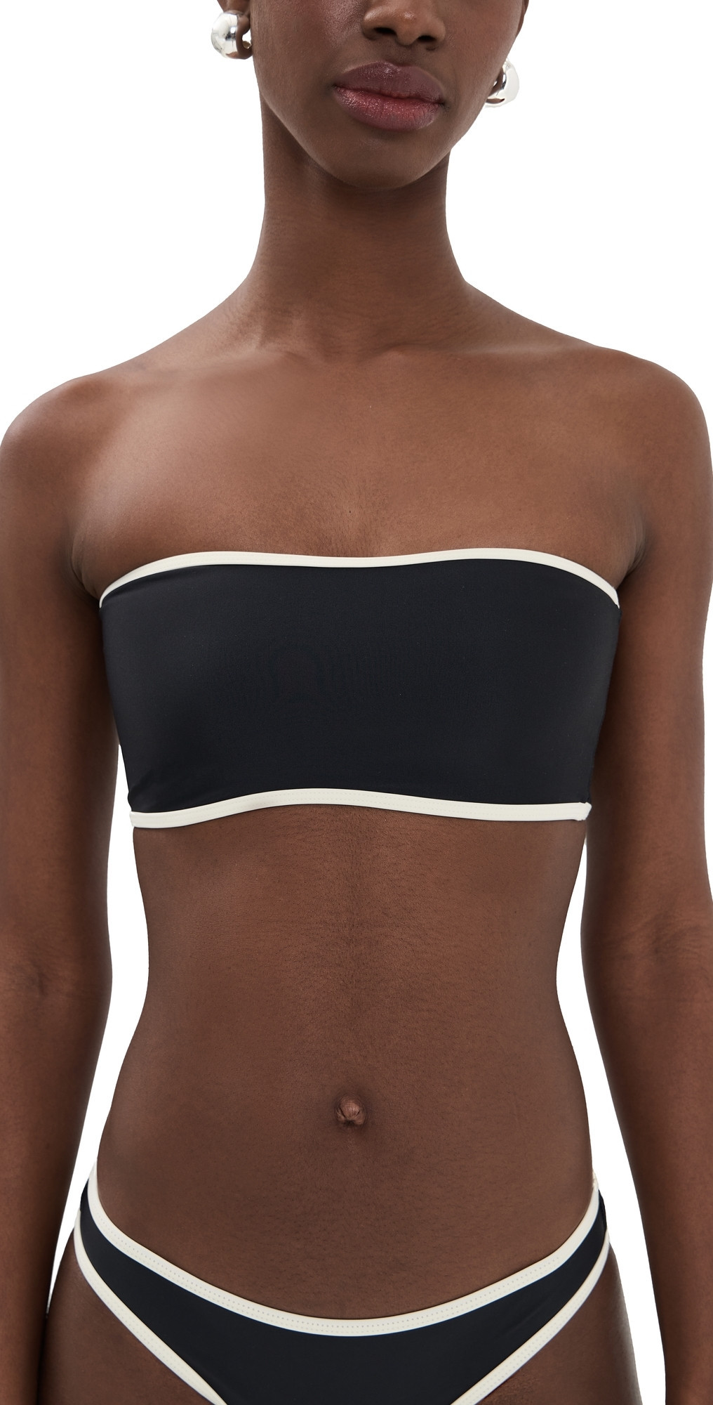 JADE Swim All Around Bandeau Bikini Top Black w/ Ivory S | Shopbop