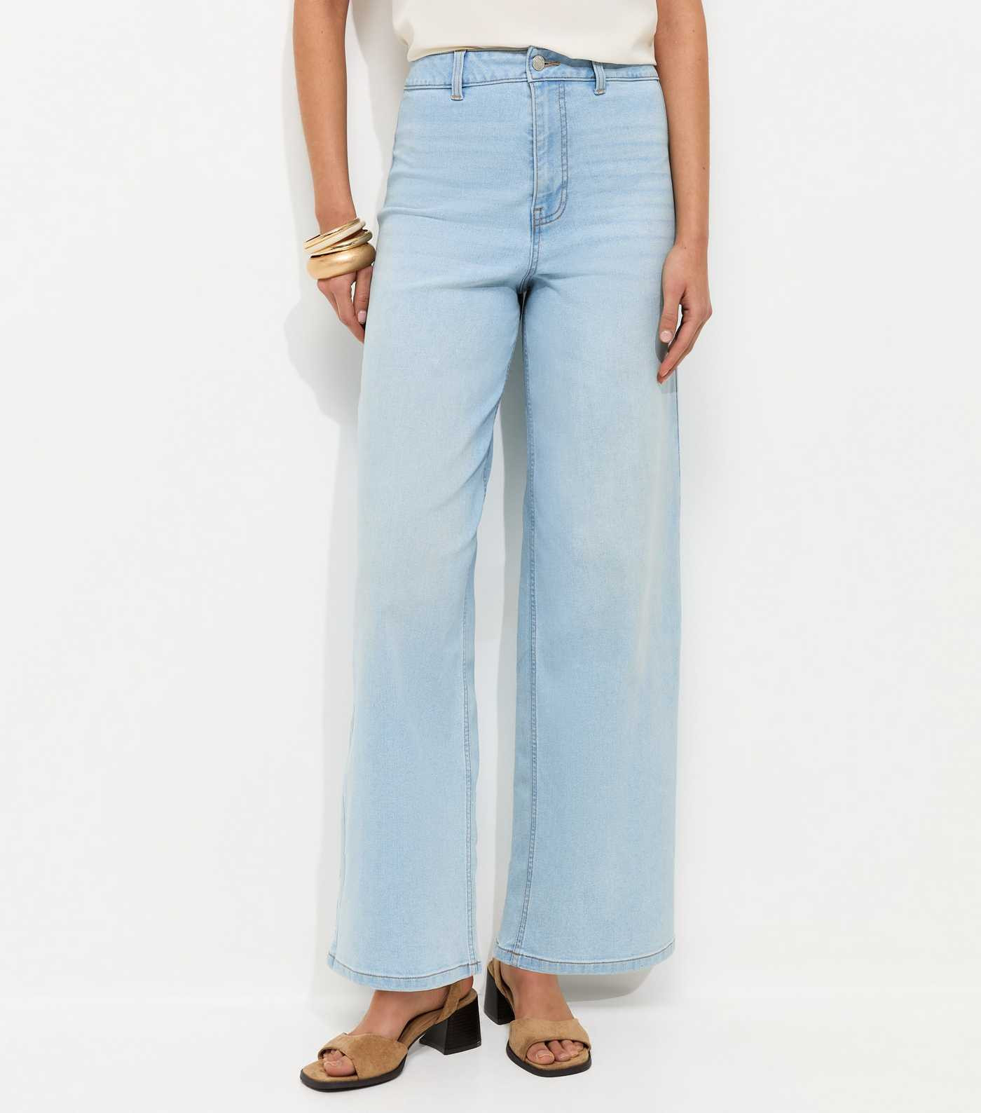 Light Blue High Waist Stretch Denim Wide Leg Jeans | New Look | New Look (UK)