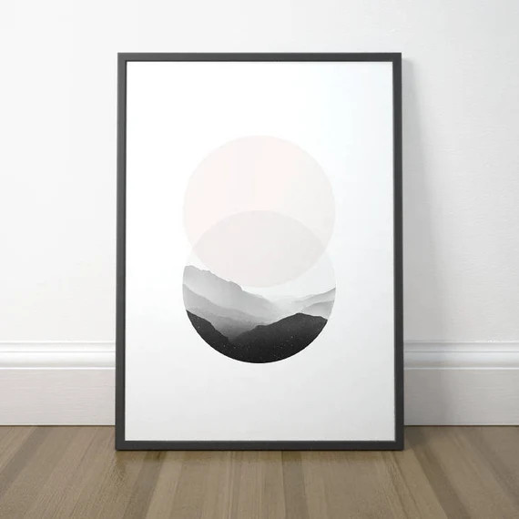 Scandinavian Circle Art, Modern Circle Art, Minimalist Mountain Print, Minimalist Circle Mountain... | Etsy (US)