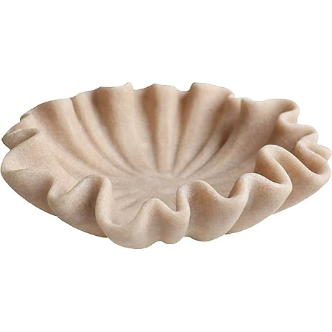 Travertine Ruffle Bowl 6 Inch Decorative Scalloped Bowls for Dining & Coffee Table Centerpiece - ... | Amazon (US)