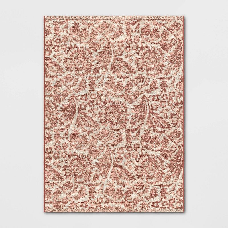 Block Print Floral Outdoor Rug Red - Threshold™ | Target