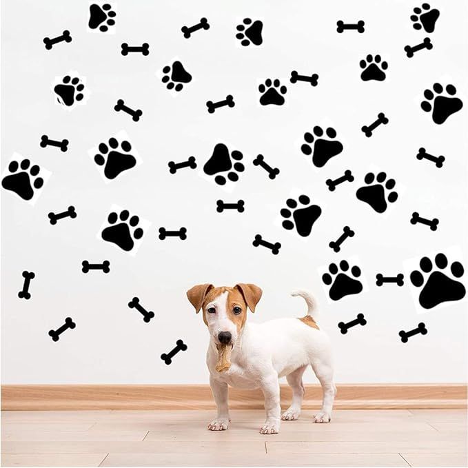 SITAKE 76 Pcs Dog Decor Stickers, 40 Pcs Dog Paw Print Stickers and 36 Pcs Dog Bones Stickers, Do... | Amazon (US)