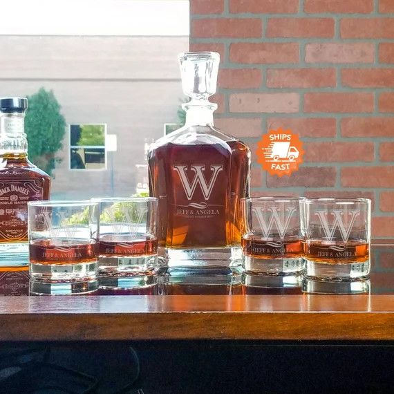 Personalized Whiskey Decanter Set - Laser Engraved Whiskey Glasses and Decanter Gift, Monogrammed... | Etsy (US)