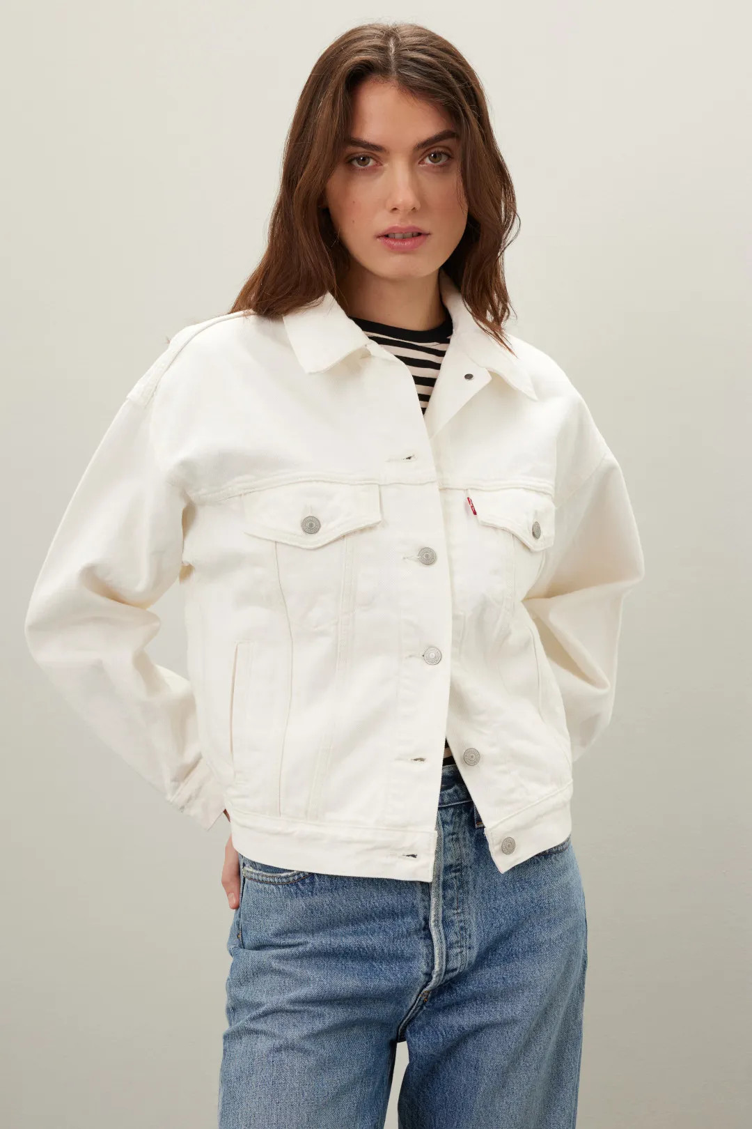 90s White Trucker Jacket | Rent the Runway