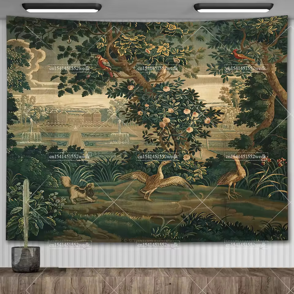 Vintage French Tapestry Wall Hanging Verdure With Château And Garden Tapestry Aesthetic Room Dec... | AliExpress (US)