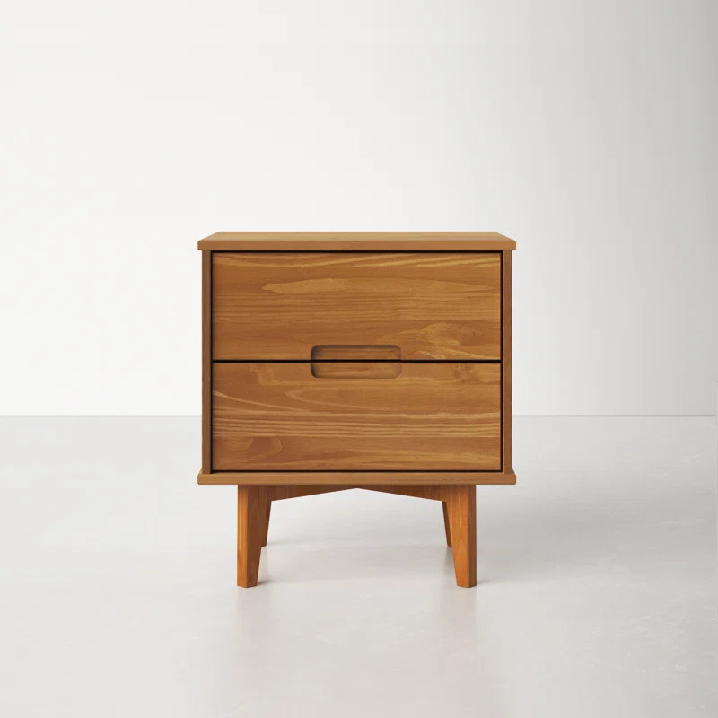 Mags Solid Wood Groove 2-Drawer Nightstand | Wayfair North America