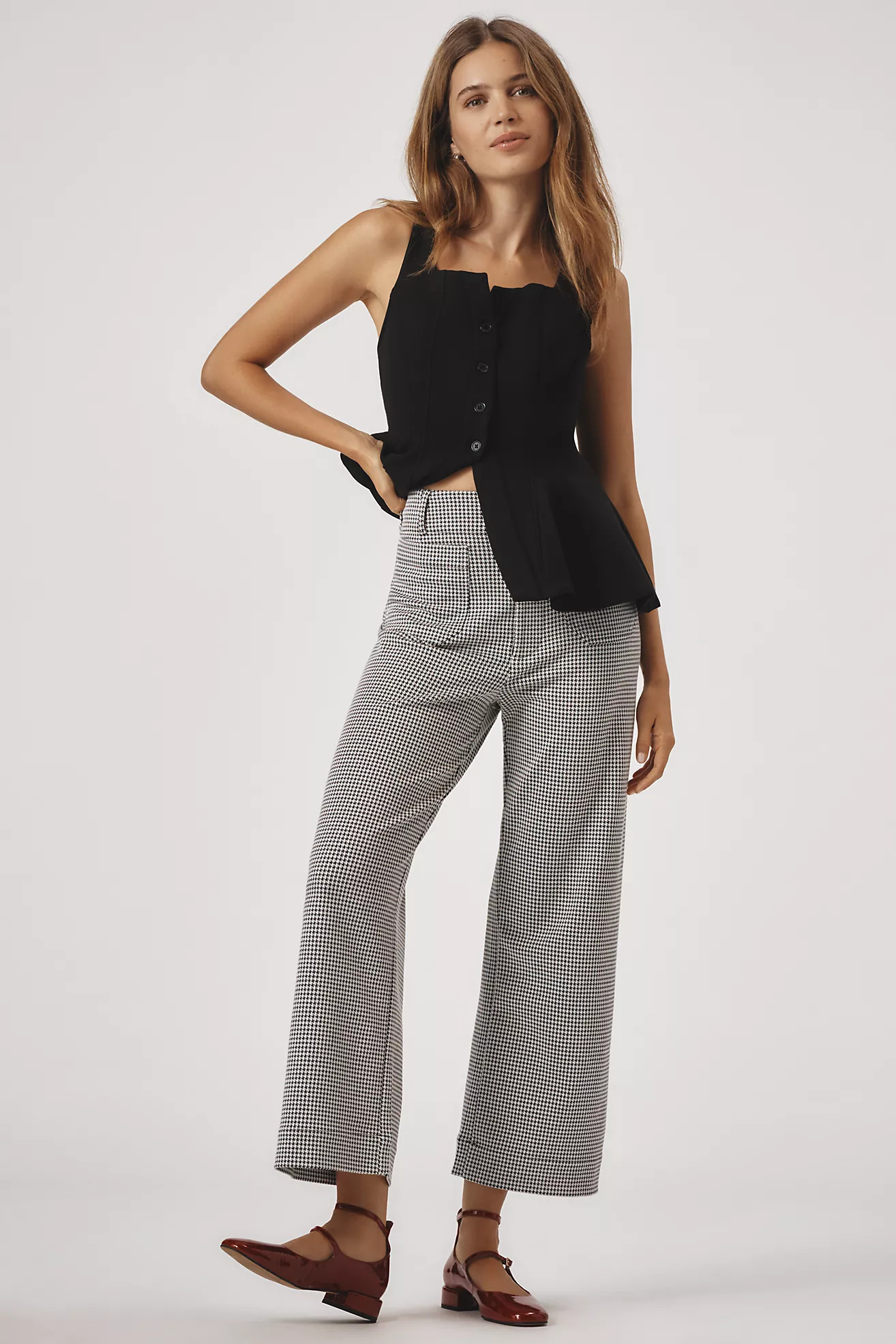 The Colette Houndstooth Crop Wide-Leg Pants by Maeve | Anthropologie (US)