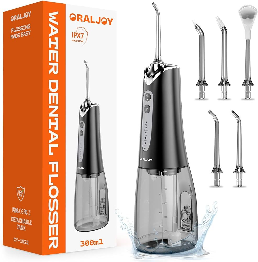 Water Dental Flosser Pick for Teeth - 300ML Portable Cordless Oral Irrigator, Rechargeable Irriga... | Amazon (US)