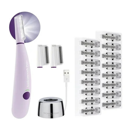 Michael Todd Beauty - Sonicsmooth Pro+ - Dermaplane Razor for Women Face - Dermaplaning System w/LED Light - Women s Peach Fuzz Remover - 16 Dermaplaning Blades & 2 Microsmooth Microdermabrasion Tips | Walmart (US)