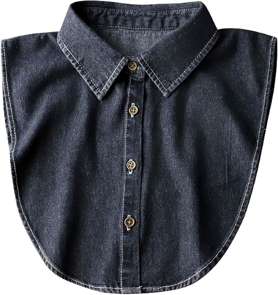 GUZOSJO Denim Detachable Collar Shirt,Dickey Half Blouse False Collar for Lady Girls | Amazon (US)