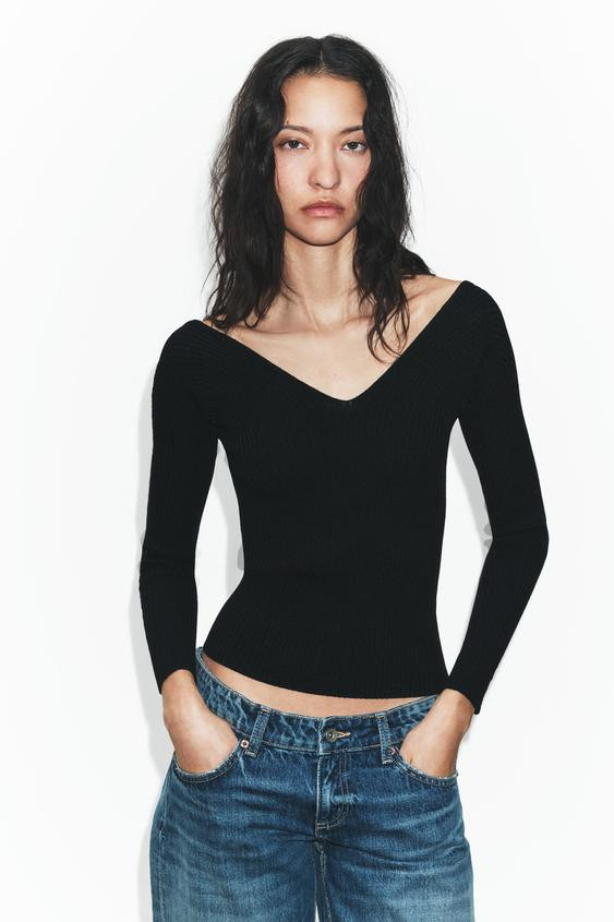 FITTED RIB KNIT TOP | Zara AU