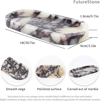 FutureStone 100% Natural Luxury Calaccata Viola Marble Small Hand Towel Tray Holder Organizer, Ma... | Amazon (US)