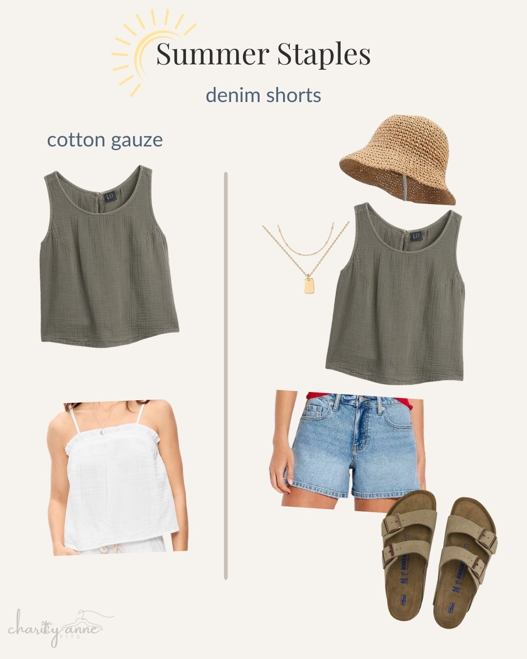 I have a love all of the pieces in this look! Size small in the green top and xs in the white! My shorts are a size 4, I sized up one.
