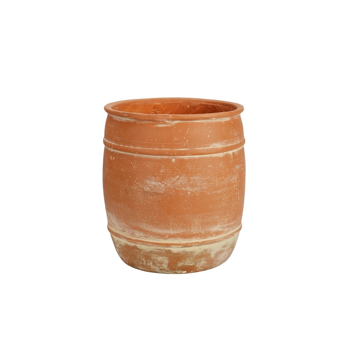 11"H x 9.5" Dia Aged Terracotta Clay Planter Pot with Drainage Hole, Rustic Farmhouse Style Flowe... | Wayfair North America