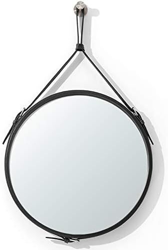 Seloom Decorative Hanging Wall Mirror 15 Inch Round Rustic Wall Mirror with Hanging Strap for Bat... | Amazon (US)