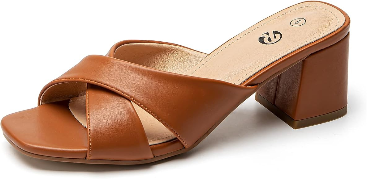 Rekayla Heeled Sandals Women Comfortable, Square Toe Sandals Comfy Mule Shoes Chunky Block Heels ... | Amazon (US)