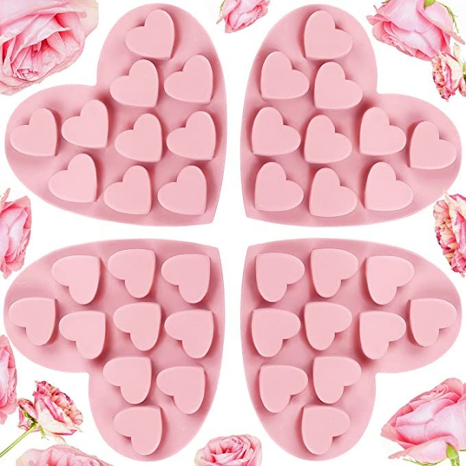 4 Pieces Heart Silicone Molds Heart Shape Molds Non Stick Chocolate Candy Molds Baking Molds for ... | Amazon (US)