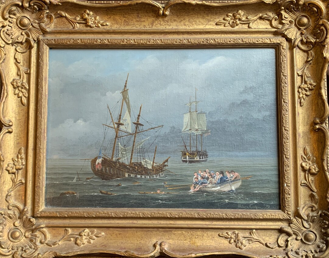 Fabulous Original Oil Painting Stormy Coast Seascape Sea With a Boat in Distress & Lifeboats with... | Etsy (US)