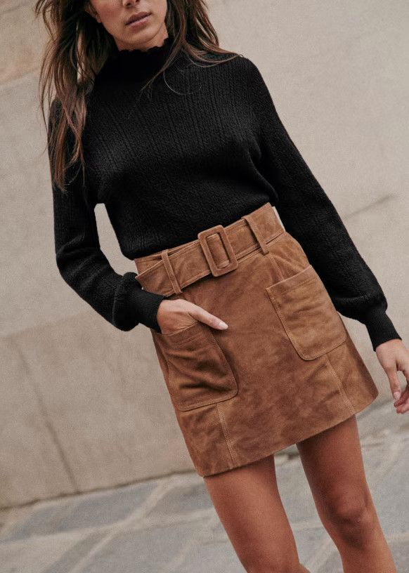 Gillie Skirt - Camel - Goat leather - Sézane | Sezane Paris